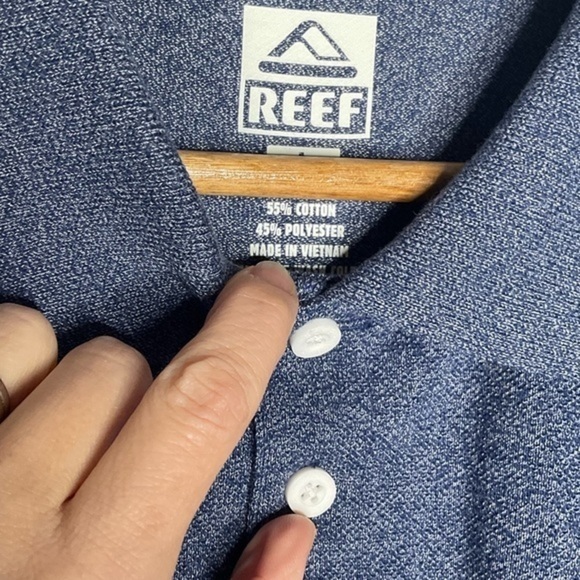 NWT Reef Blue Pique Short Sleeve Lightweight Polo Large - Picture 5 of 6